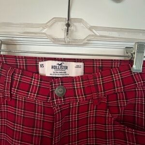 Hollister Red Plaid Pants XS